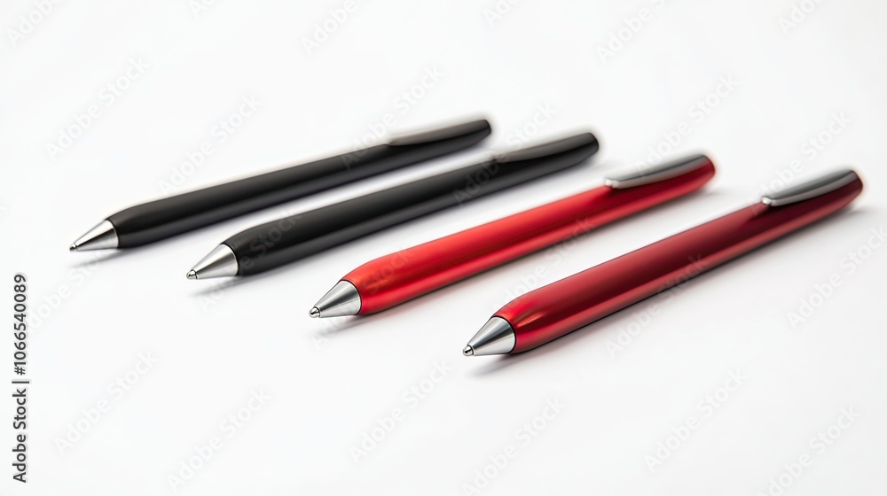 Stylus pen in black and red colors set against a white background, ideal for emphasizing the sleek design and vibrant hues of the stylus pen, with ample copy space. Stylus pen in black and red colors set against a white background, ideal for emphasizing the sleek design and vibrant hues of the stylus pen, with ample copy space.