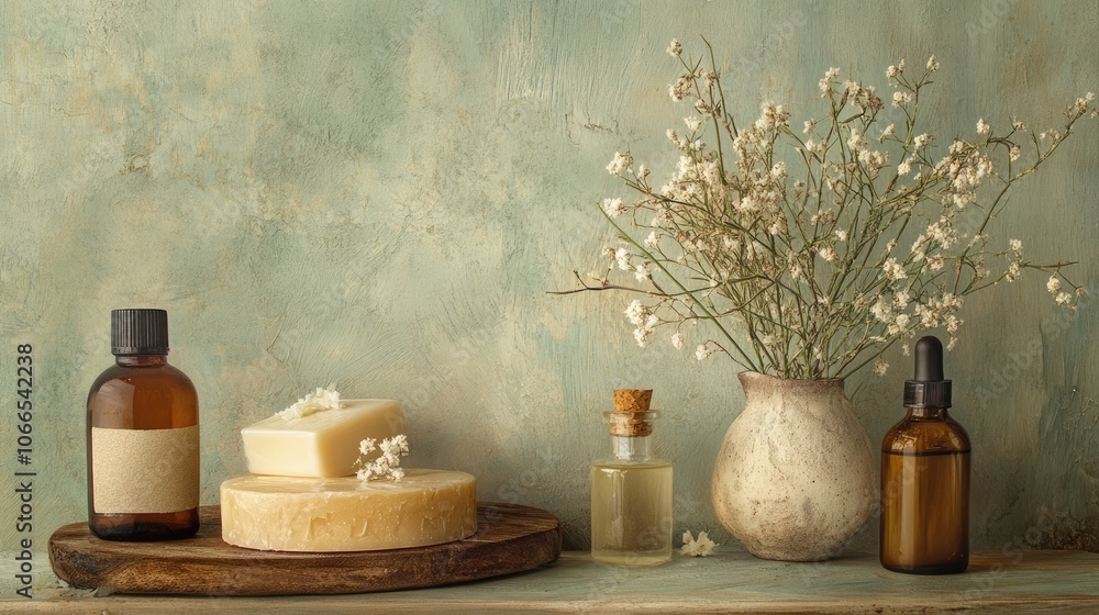 Eco-friendly natural body care spa elements create a serene ambiance, promoting relaxation and wellness. The image captures these spa elements beautifully, offering ample space for text. Eco-friendly natural body care spa elements create a serene ambiance, promoting relaxation and wellness. The image captures these spa elements beautifully, offering ample space for text.
