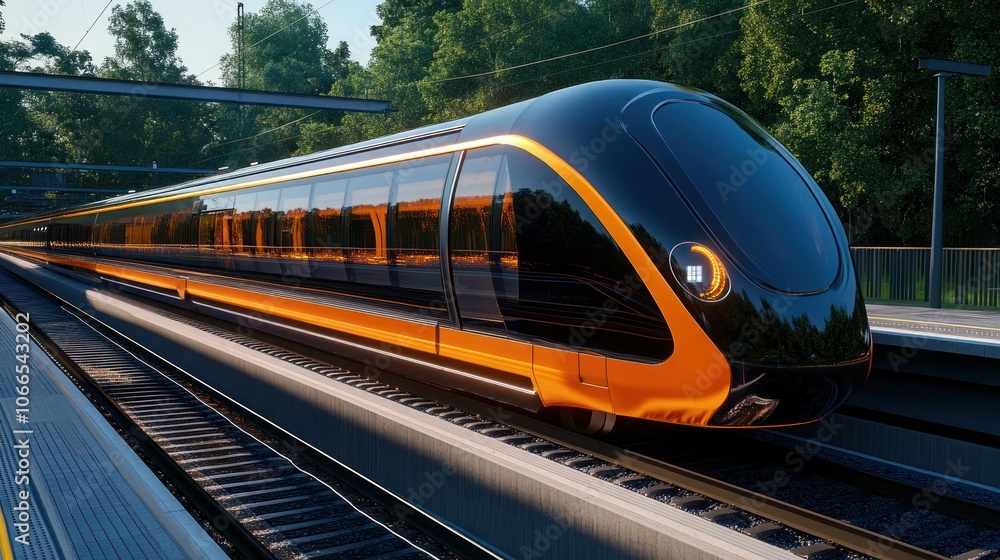 Fototapeta premium Hydrogen-powered trains providing clean, high-speed public transport solutions