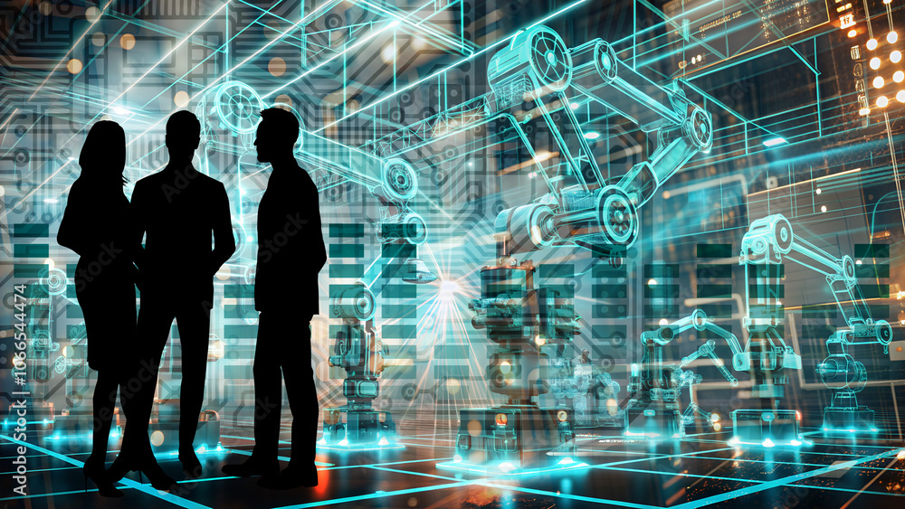 Technologie in der Industrie - Team Ingenieure vor industrieller Anlage - Digitale Daten zur Optimierung der KI - Nachhaltigkeit und Energieverbrauch - Energiemix der Zukunft Technologie in der Industrie - Team Ingenieure vor industrieller Anlage - Digitale Daten zur Optimierung der KI - Nachhaltigkeit und Energieverbrauch - Energiemix der Zukunft