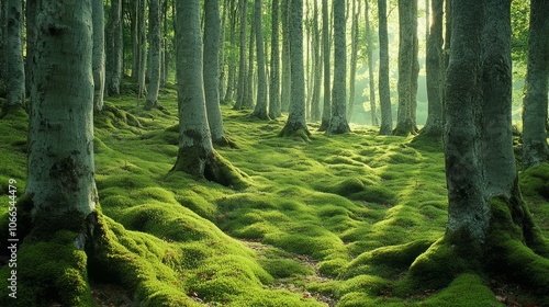 The trees in Spain's Ordesa National Park's enchanted Torla forests are covered in deep green moss, creating an enthralling natural artwork. photo