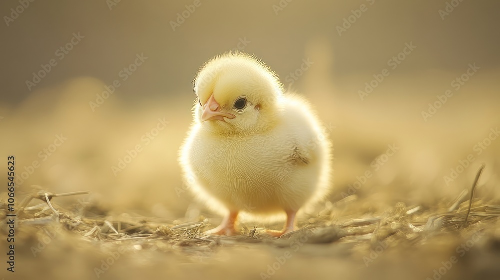A Fluffy Yellow Chickling in a Golden Field A Fluffy Yellow Chickling in a Golden Field