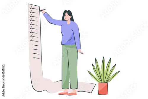 A Person Stands Beside A Long Scroll, Perhaps Symbolizing Overwhelming Tasks Or Worries.