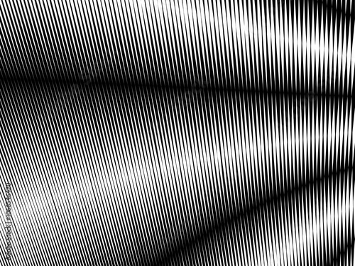 Abstract art geometric background with abstract 3d black white stripes pattern. Black and white optical illusion with waves and transitions.