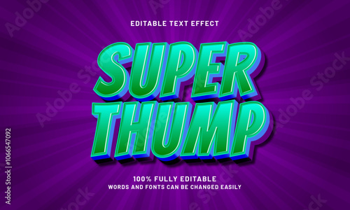 Foto super thump editable text effects with a hero and kids theme