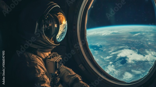 Fototapeta Naklejka Na Ścianę i Meble -   A space astronaut sitting inside a space rocket