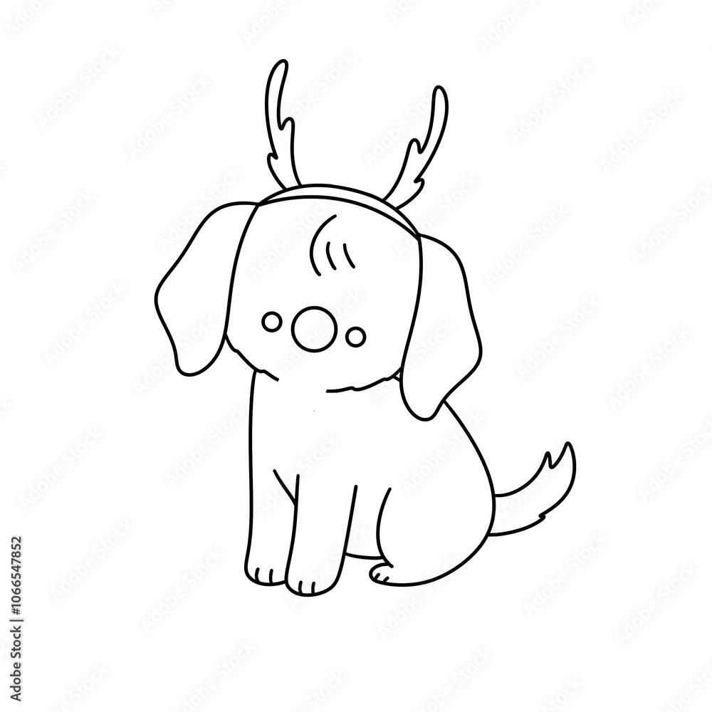 A dog with antlers on its head A dog with antlers on its head