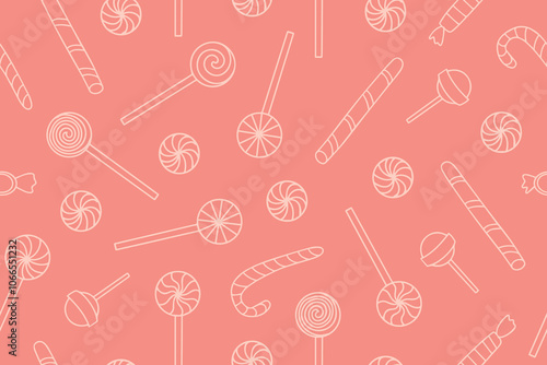 Vector seamless pattern of lollipops. Sweet background for design packaging, holiday, wallpaper, books, website, decoration. Vector. Vector illustration