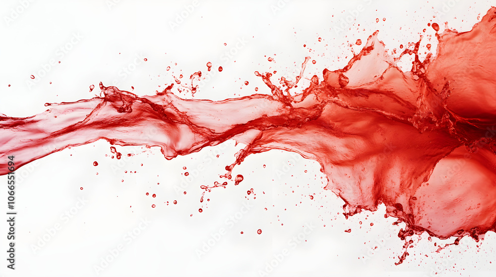Red liquid splashing in slow motion, creating dynamic patterns and droplets Red liquid splashing in slow motion, creating dynamic patterns and droplets