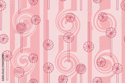 Pink lollipop background for packaging design, holidays, wallpaper, box, website, decoration. Vector. 