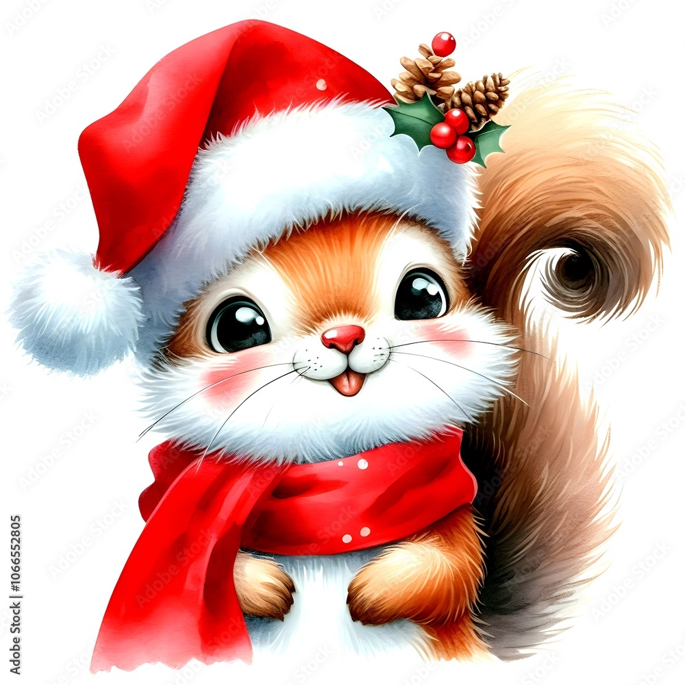 squirrel with christmas hat squirrel with christmas hat