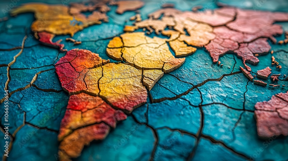 Cracked World Map as a Powerful Metaphor