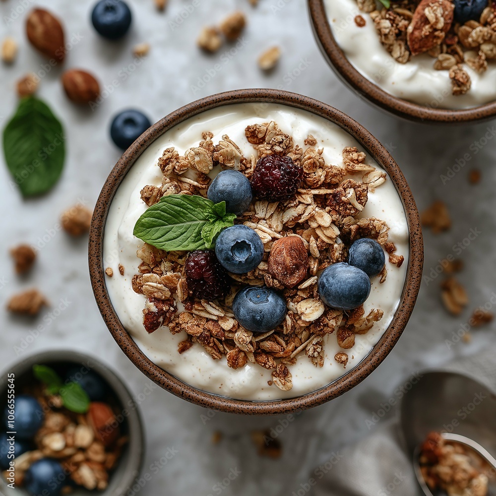 Fresh Yogurt Parfait with Granola and Berries Fresh Yogurt Parfait with Granola and Berries