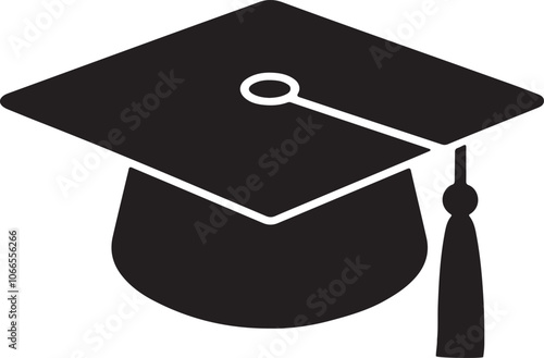 graduate hat silhouette vector icon flat design for college and university students