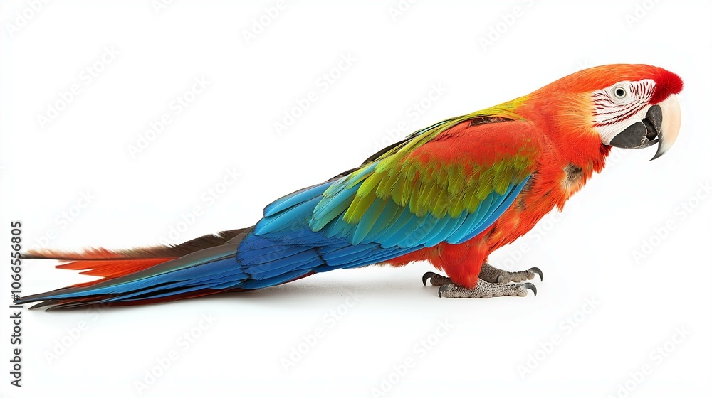 Fototapeta premium Curious Parrot Tilting Its Head Isolated on White Background