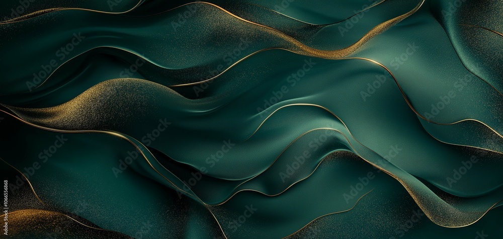 Obraz premium Dark Green Gradient with Golden Touch