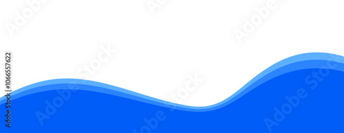 Blue separator, divider, footer shape, wave border vector illustration