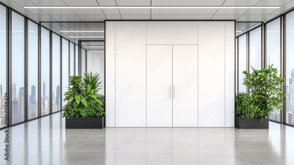 Modern Blank Wall Art Mockup in Contemporary Space Modern Blank Wall Art Mockup in Contemporary Space