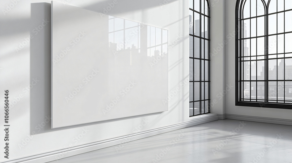 Obraz premium Large Wall-Mounted Menu Board Mockup on White Background