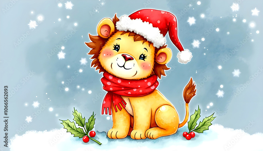 christmas lion with hat christmas lion with hat