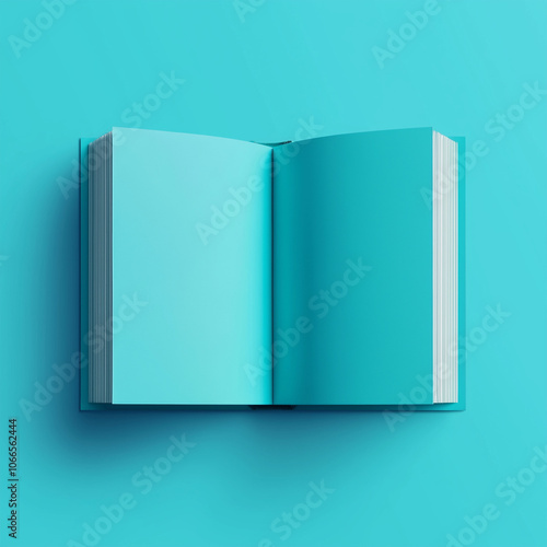 blank book with pages, Open book with blank pages, Blank open magazine or brochure mockup top view photo