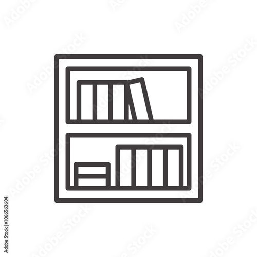 Bookshelf Icon isolated on white background. Vector icon.