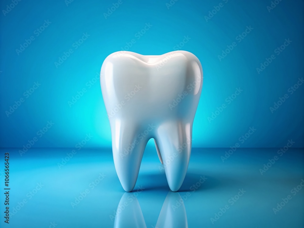 3D Model of a Healthy White Tooth on Blue Background - Perfect for Dental Health, Oral Care, and Educational Materials 3D Model of a Healthy White Tooth on Blue Background - Perfect for Dental Health, Oral Care, and Educational Materials