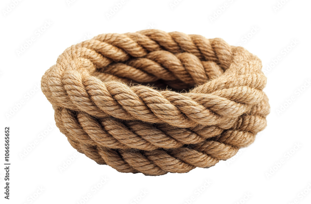 Coiled thick natural rope, durable jute cord, isolated on transparent background, rustic nautical supply, outdoor camping equipment, rugged marine design, strong, eco-friendly Coiled thick natural rope, durable jute cord, isolated on transparent background, rustic nautical supply, outdoor camping equipment, rugged marine design, strong, eco-friendly