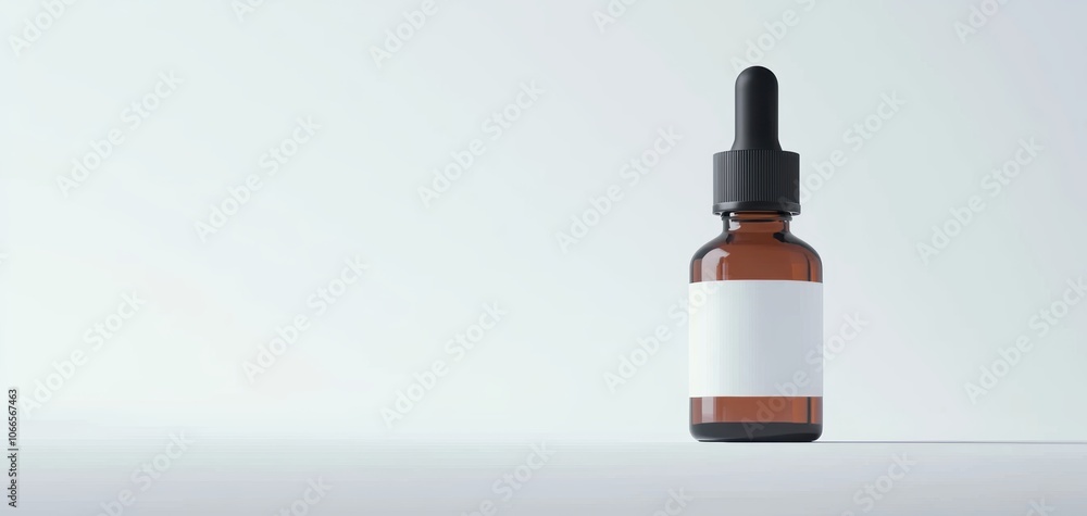 Bottle of essential oil with dropper top and label isolated on white 3D illustration, isolated on white background Bottle of essential oil with dropper top and label isolated on white 3D illustration, isolated on white background