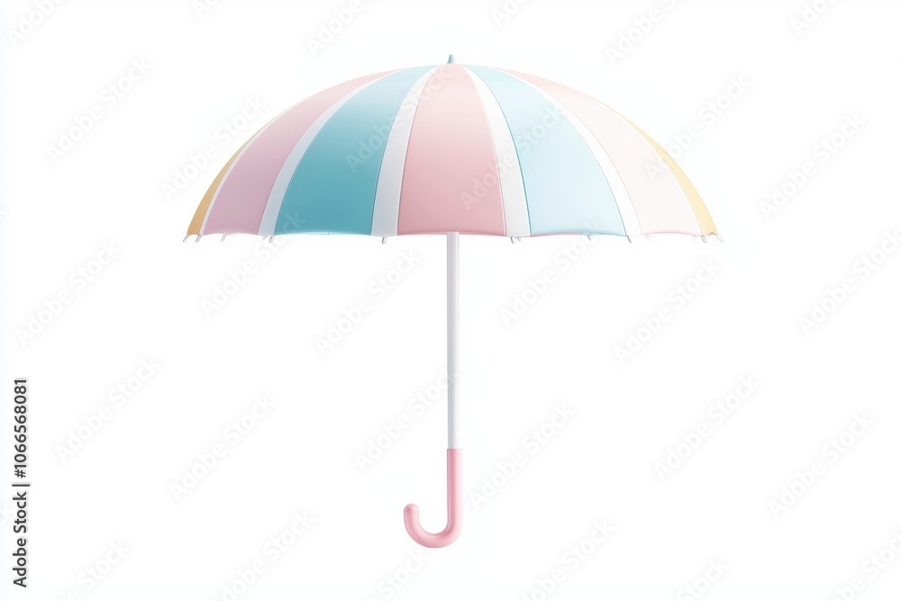 Colorful umbrella with open canopy isolated on white 3D illustration, isolated on white background Colorful umbrella with open canopy isolated on white 3D illustration, isolated on white background