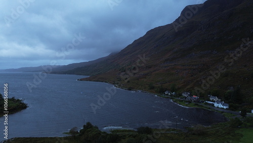 Wallpaper Mural Beautiful drone photography of Loch Torridon, a sea Loch near the small town of Torridon, right before a huge storm early in the morning, Scotland. Torontodigital.ca