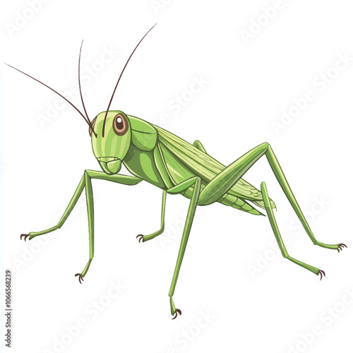 Grasshopper isolated on white background. Vector illustration. 