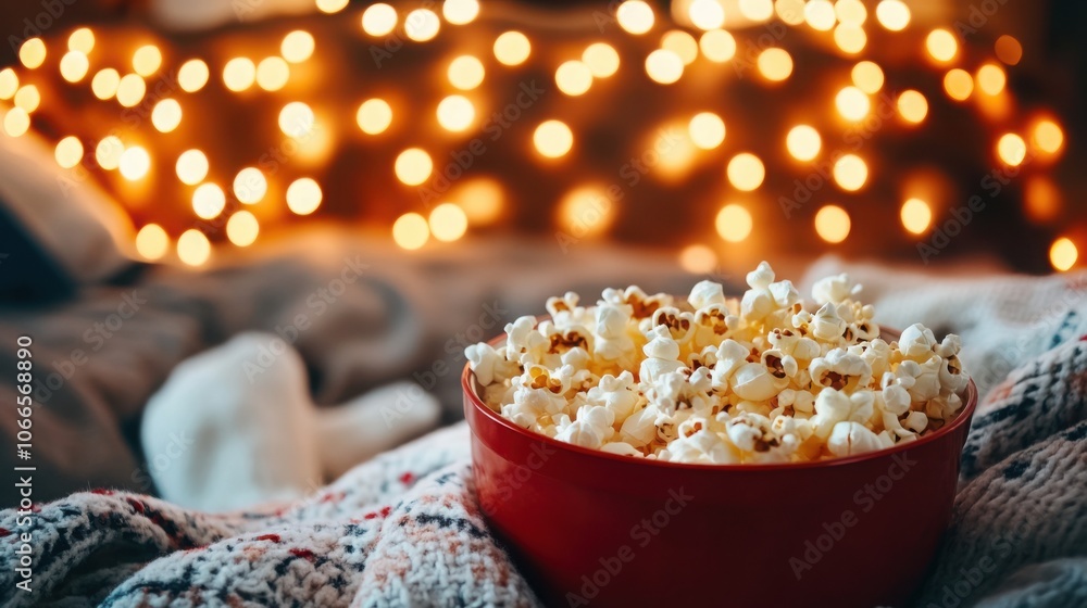Family movie night at home with popcorn and blankets, cozy and fun. Family movie night at home with popcorn and blankets, cozy and fun.