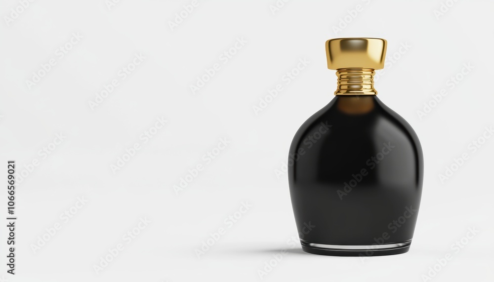 Elegant perfume bottle with golden cap isolated on white 3D illustration, isolated on white background Elegant perfume bottle with golden cap isolated on white 3D illustration, isolated on white background