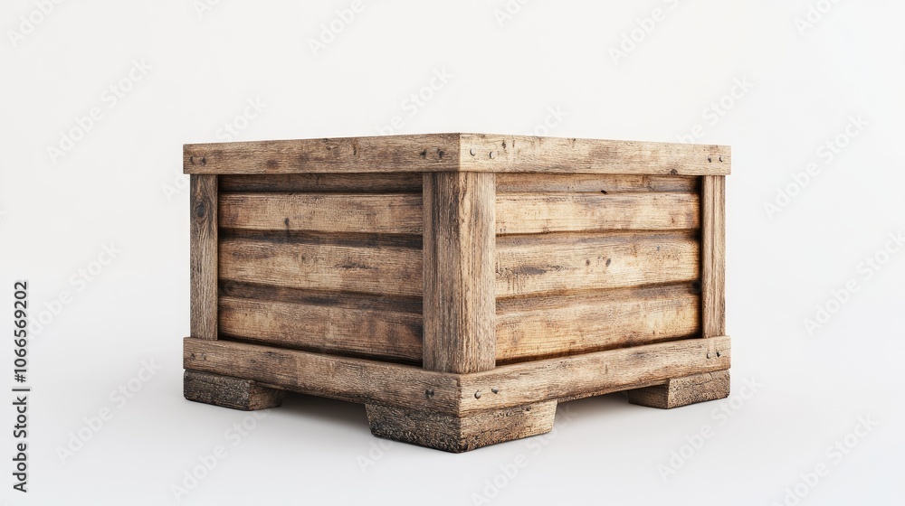A rustic wooden crate isolated on a white background. A rustic wooden crate isolated on a white background.