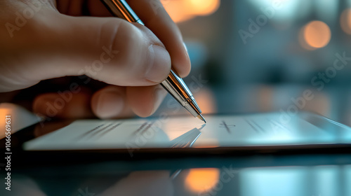 Wallpaper Mural A close up of a hand signing an online business contract Torontodigital.ca