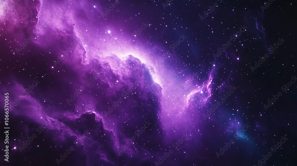 Vivid purple nebula in deep space showcasing swirling clouds and distant stars at night Vivid purple nebula in deep space showcasing swirling clouds and distant stars at night