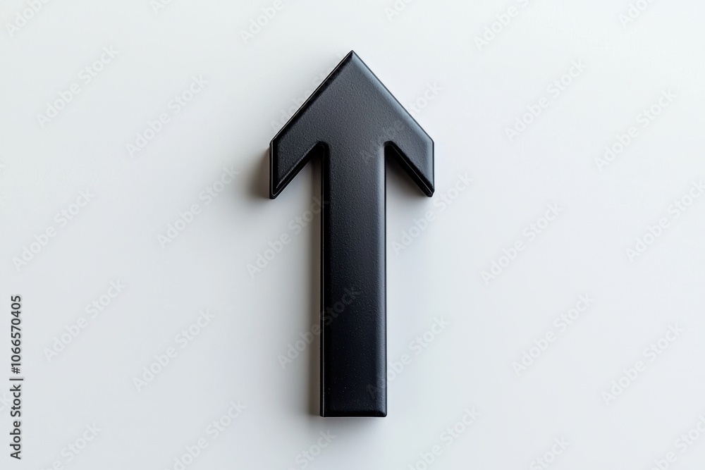 2D black arrow pointing downwards, clear and bold on white background, symbolizing simplicity, focus, and directional choice