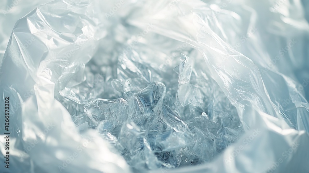 Plastic bottle flakes in white big bag with blur Plastic bottle flakes in white big bag with blur