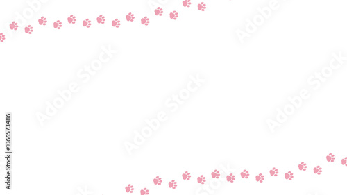 猫　足跡　背景　フレーム　カーブ　ピンク　ベクター