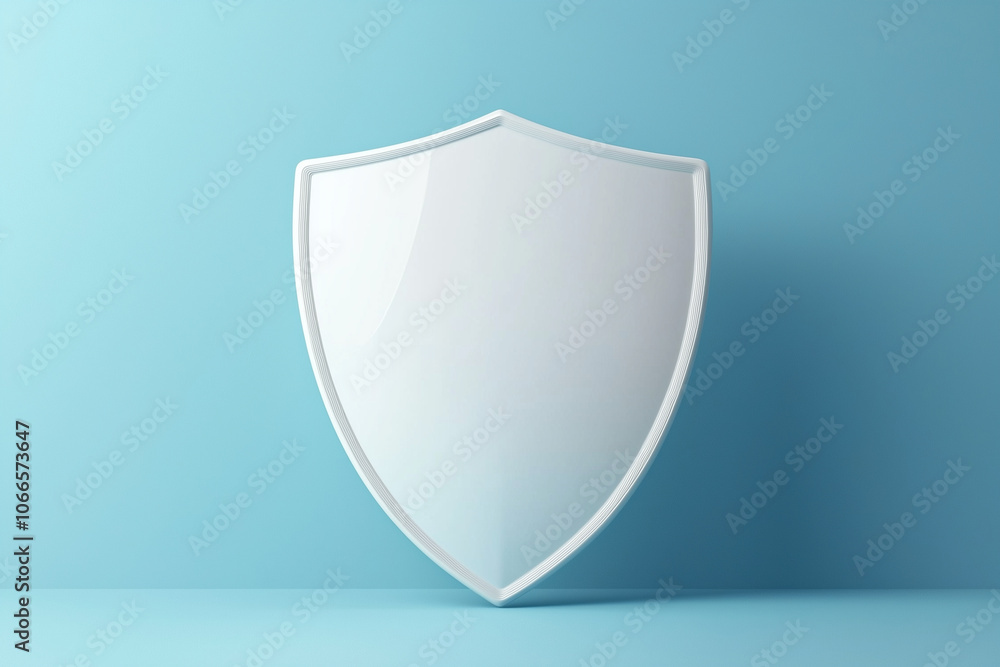 cartoon 3d Icon safety shield. symbol security safety icon. Medical White empty blank shield for design with Copy space in minimalistic style. 3d vector illustration. Blue background cartoon 3d Icon safety shield. symbol security safety icon. Medical White empty blank shield for design with Copy space in minimalistic style. 3d vector illustration. Blue background
