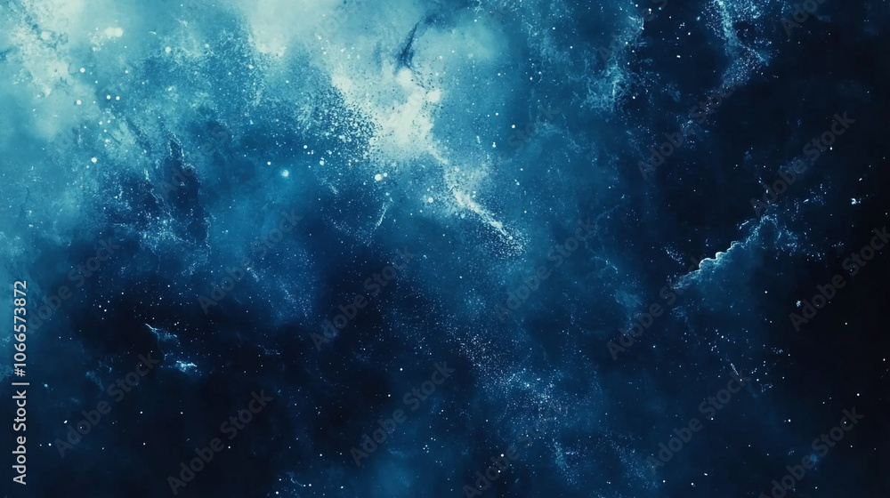A breathtaking view of deep space filled with stars and nebulous clouds in shades of blue A breathtaking view of deep space filled with stars and nebulous clouds in shades of blue