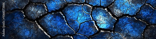 Textured Blue Lava Stone with Cracked Earth Pattern