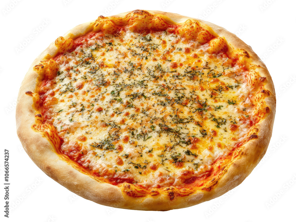 A plain pizza without toppings, with delicious melted cheese, side view. transparent background A plain pizza without toppings, with delicious melted cheese, side view. transparent background