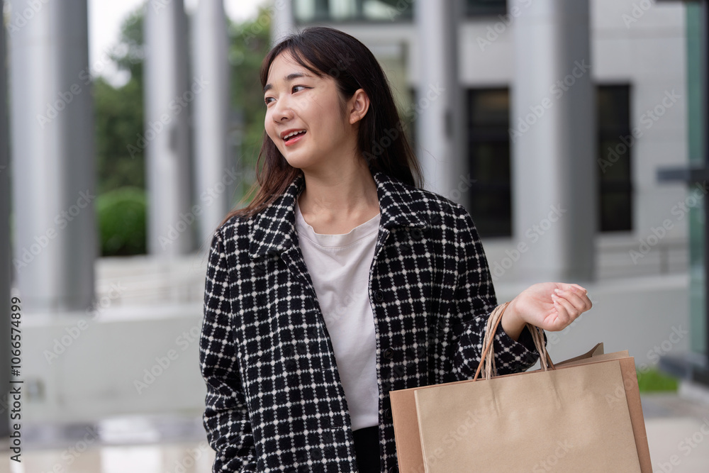 Pleased Shopper with Eco Friendly Bags After Successful Black Friday Hunt Pleased Shopper with Eco Friendly Bags After Successful Black Friday Hunt