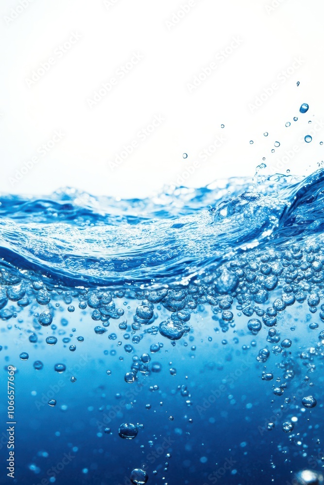 Blue Water Splash and Waves on White Background Blue Water Splash and Waves on White Background