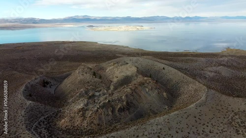 USA, CA, Mono Lake, Panum Crater, 45591 - Panum Crater with Mono Lake behind at sunset photo