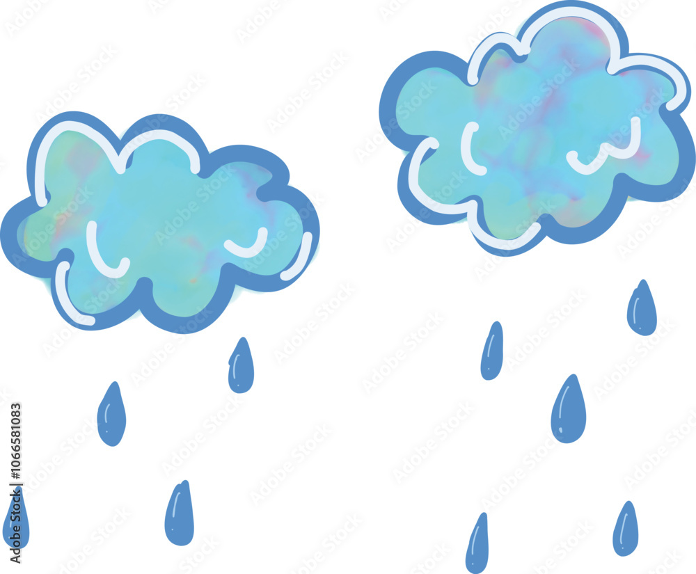 かわいい水彩風の雨のイラスト素材 かわいい水彩風の雨のイラスト素材