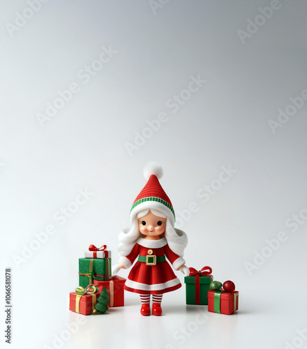 Christmas elf with gifts