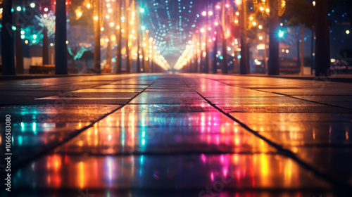 Wallpaper Mural street with cityscape on night background Torontodigital.ca